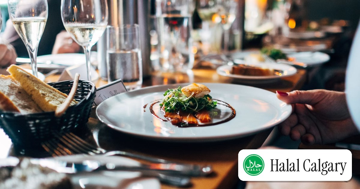 A composed dinner plate on a restaurant table
